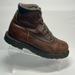 Red Wing Shoes Dark Brown Leather Steel Toe Waterproof Work Boots Mens Size 9